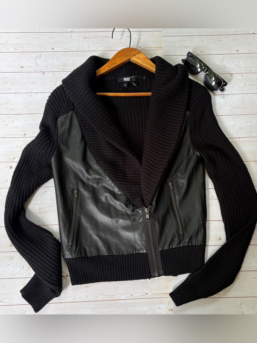 Paige leather and wool jacket